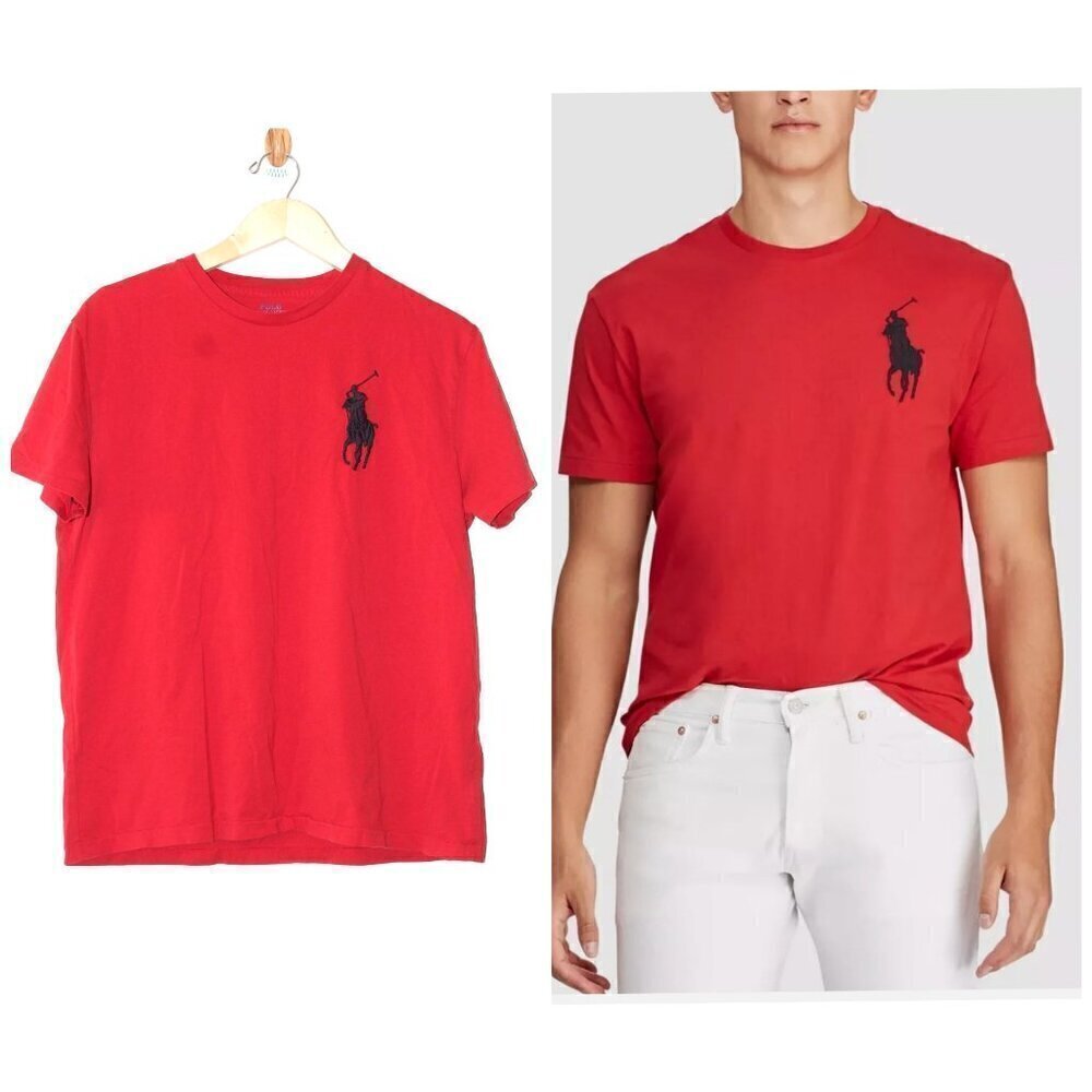 Polo Ralph Lauren Classic Fit Men T Shirt Red Big Pony Logo Size M Pull over Top